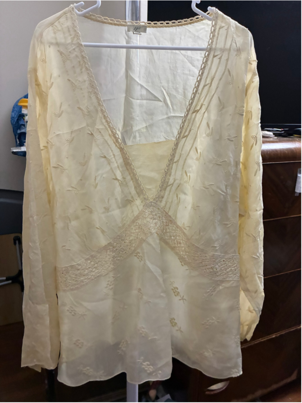 Women's J Jill Embroidered Lace Blouse, Beige